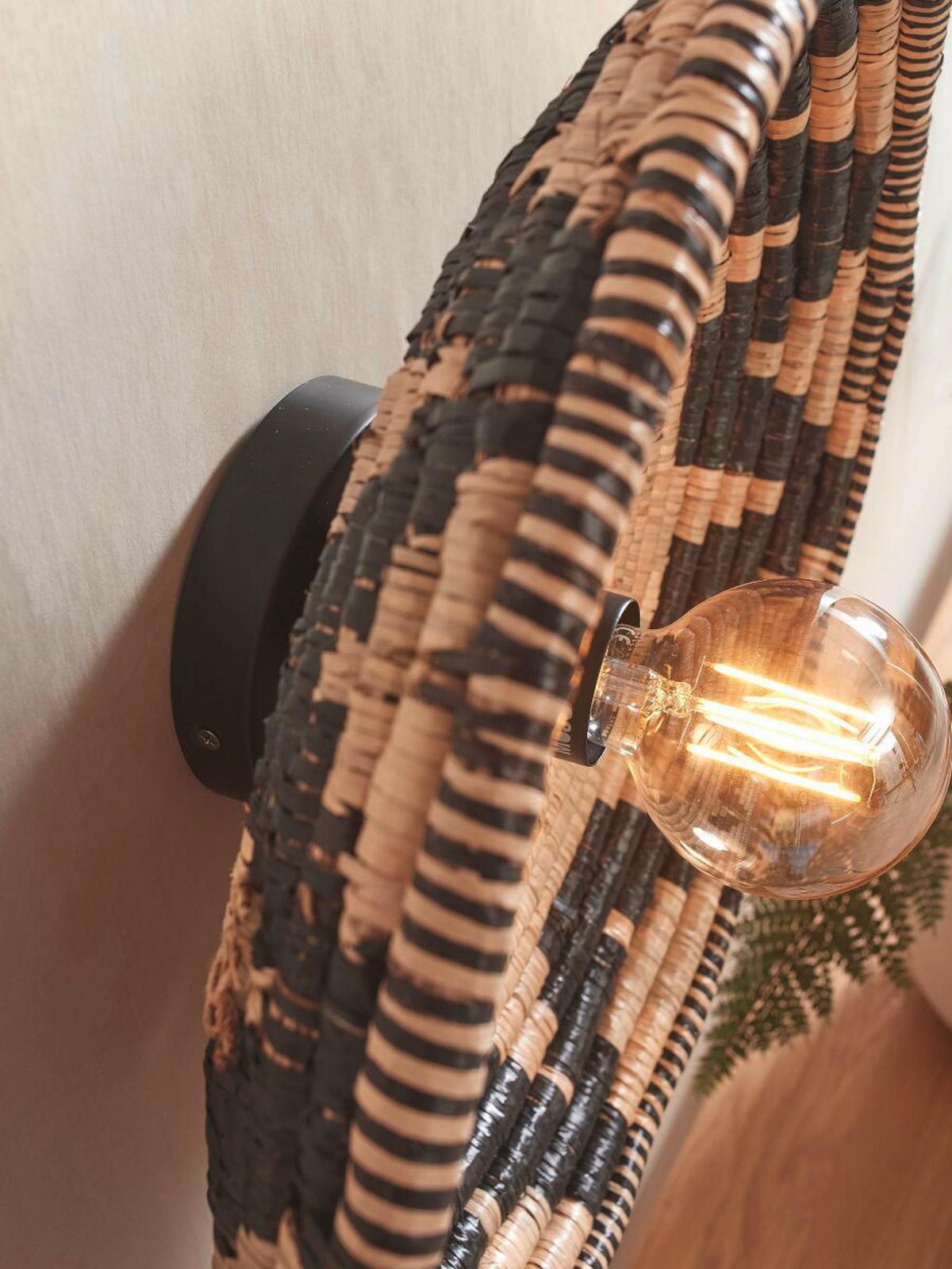 WANDLEUCHTE - Schwarz/Weiß, Basics, Naturmaterialien (45/6cm) - Good & Mojo