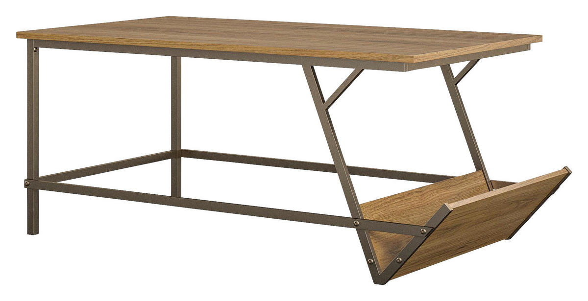 COUCHTISCH NG 105/47/58 cm rechteckig Messingfarben, Walnussfarben  - Messingfarben/Walnussfarben, Design, Holzwerkstoff/Metall (105/47/58cm) - MID.YOU