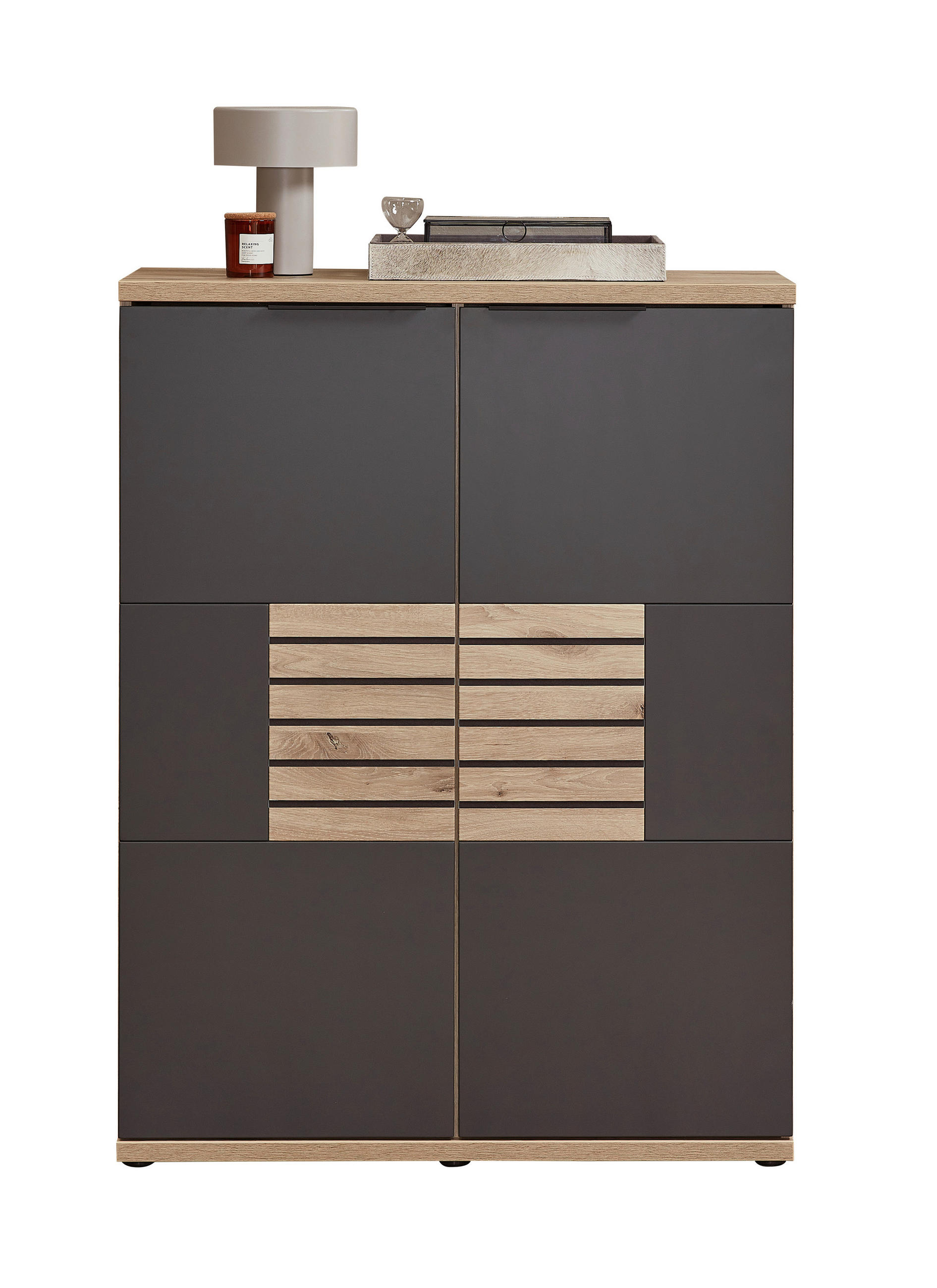 HIGHBOARD Graphitfarben, Eichefarben 91/121/40 cm - Eichefarben/Schwarz, Design, Holzwerkstoff/Metall (91/121/40cm) - Stylife