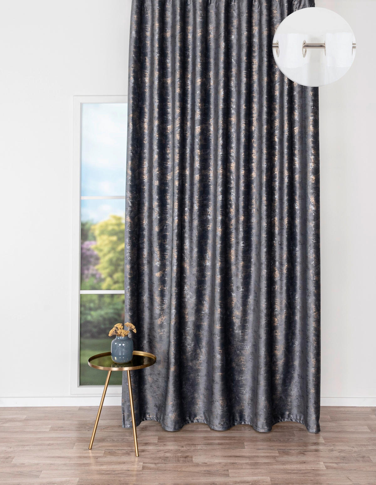 Draperie Confecționată black-out (nu permite trecerea luminii)  - gri, Basics, textil (24/31/4cm)