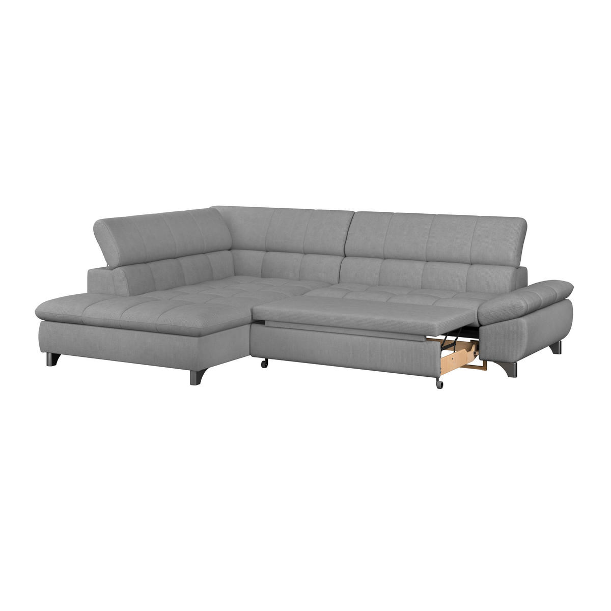 ECKSOFA Grau Chenille  - Chromfarben/Grau, KONVENTIONELL, Textil/Metall (234/312cm) - Livetastic