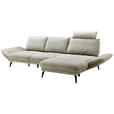ECKSOFA Beige Mikrofaser  - Beige/Schwarz, Design, Textil/Metall (325/85/109-170cm) - Novel