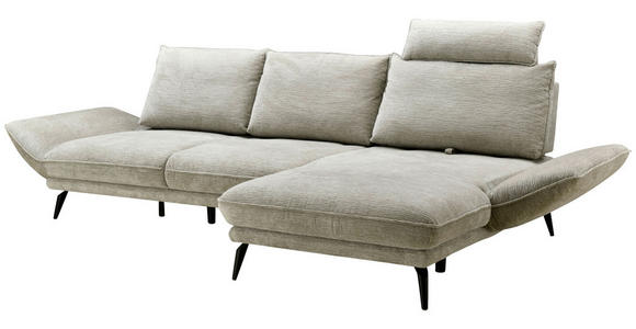 ECKSOFA Beige Mikrofaser  - Beige/Schwarz, Design, Textil/Metall (325/85/109-170cm) - Novel