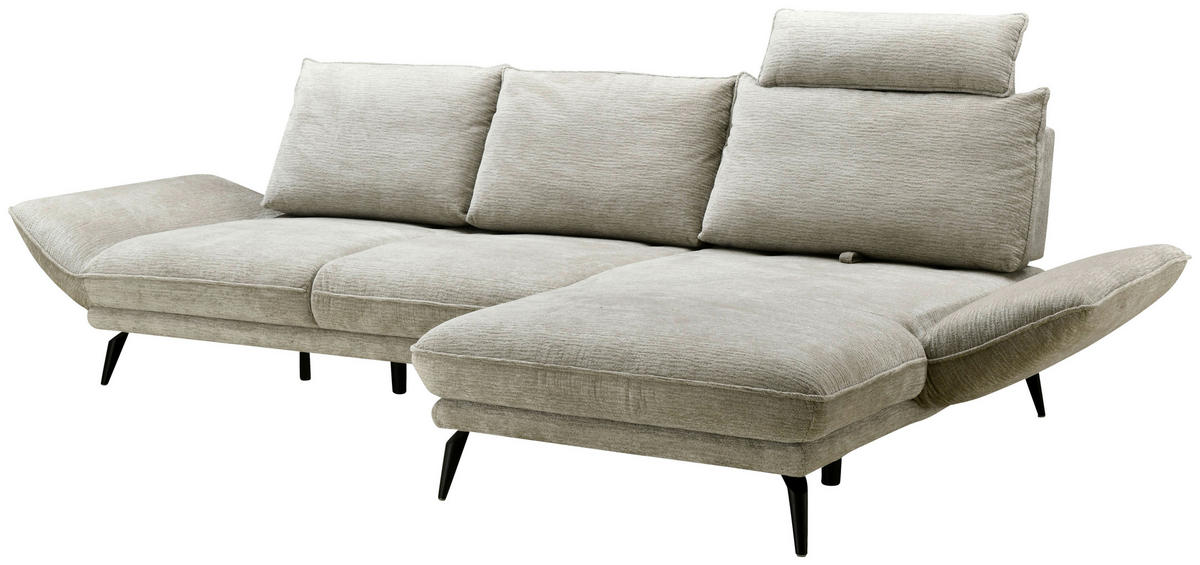 ECKSOFA Beige Mikrofaser  - Beige/Schwarz, Design, Textil/Metall (325/85/109-170cm) - Novel