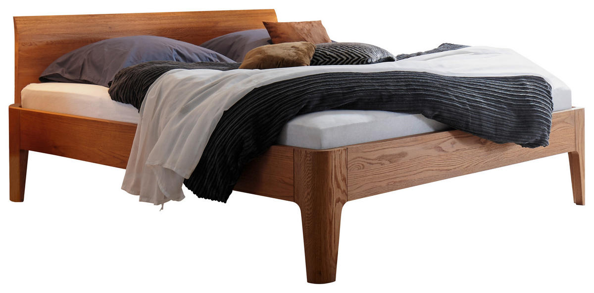 BETT Eiche massiv 200/200 cm Cognac von HASENA