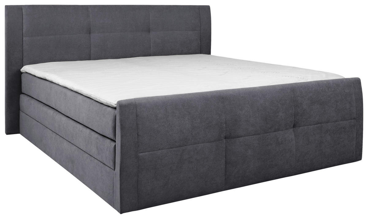 BOXSPRINGBETT 160/200 cm  in Grau  - Schwarz/Grau, KONVENTIONELL, Kunststoff/Textil (160/200cm) - Boxxx