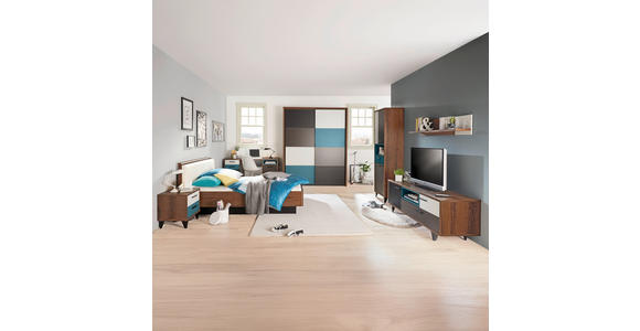 BETT 140/200 cm  in Schwarz, Weiß, Eichefarben  - Eichefarben/Schwarz, Design, Kunststoff/Metall (140/200cm) - Carryhome