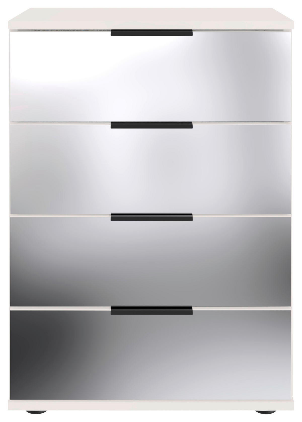 NACHTKÄSTCHEN 52/74/38 cm  in Weiss  - Weiss/Schwarz, Modern, Glas/Holzwerkstoff (52/74/38cm) - MID.YOU