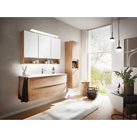 BADEZIMMER 3-teilig 121,2 cm  - Weiss/Eichefarben, Design, Glas/Holzwerkstoff (121,2cm) - Novel