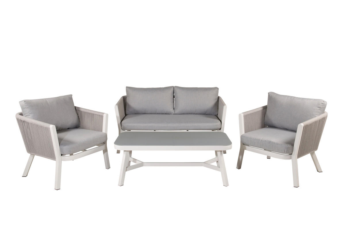LOUNGEGRUPP 4 delar  - vit/grå, Klassisk, metall/textil