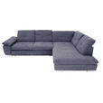 ECKSOFA in Flachgewebe Dunkelblau  - Chromfarben/Dunkelblau, Design, Textil (242/313cm) - Xora