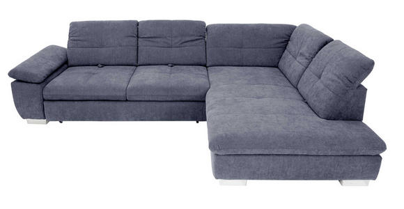 ECKSOFA in Flachgewebe Dunkelblau  - Chromfarben/Dunkelblau, Design, Textil (242/313cm) - Xora