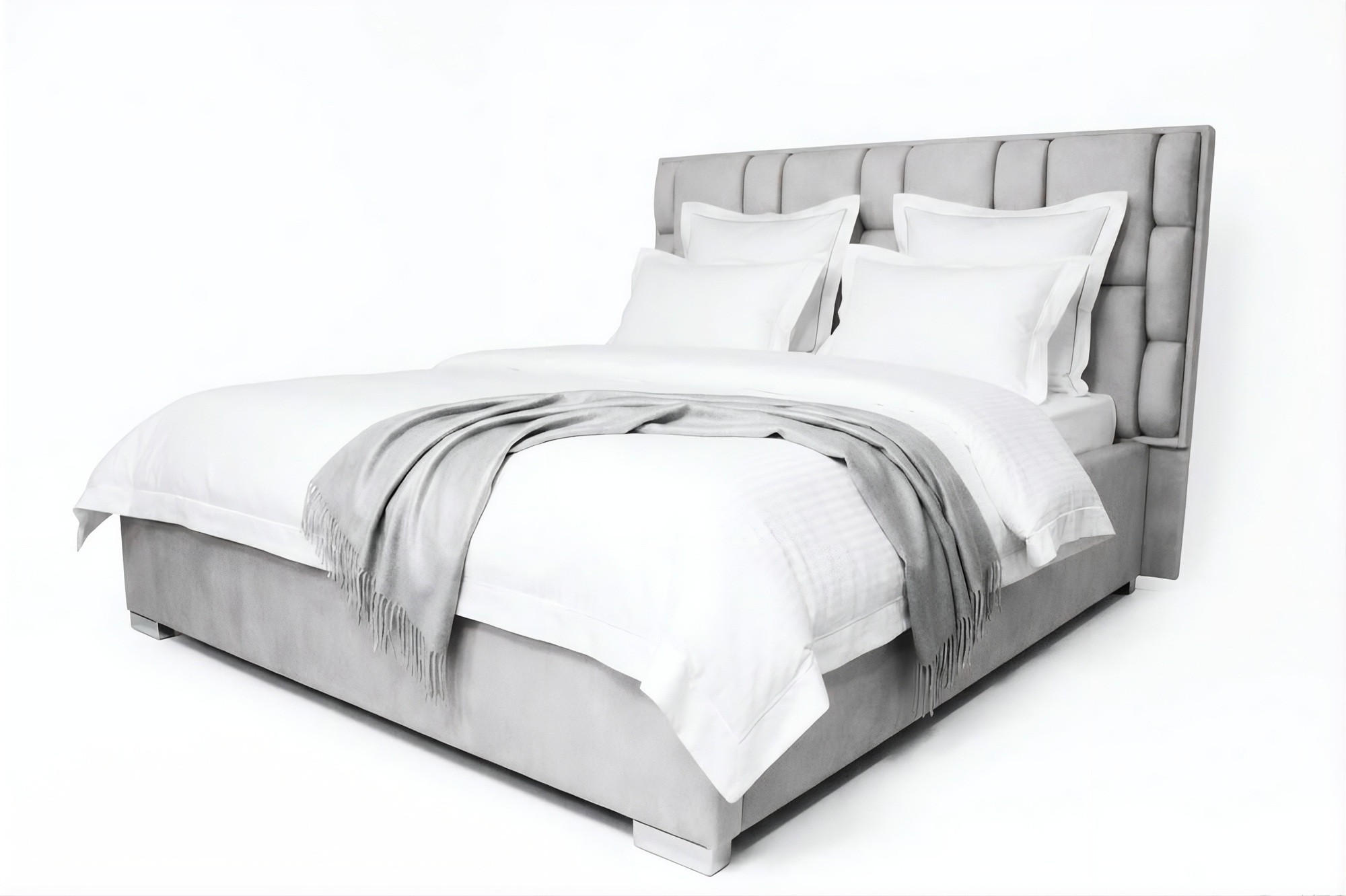 Pat Tapițat, 180/200 cm, gri - gri, Basics, textil (180/200cm) - Voleo