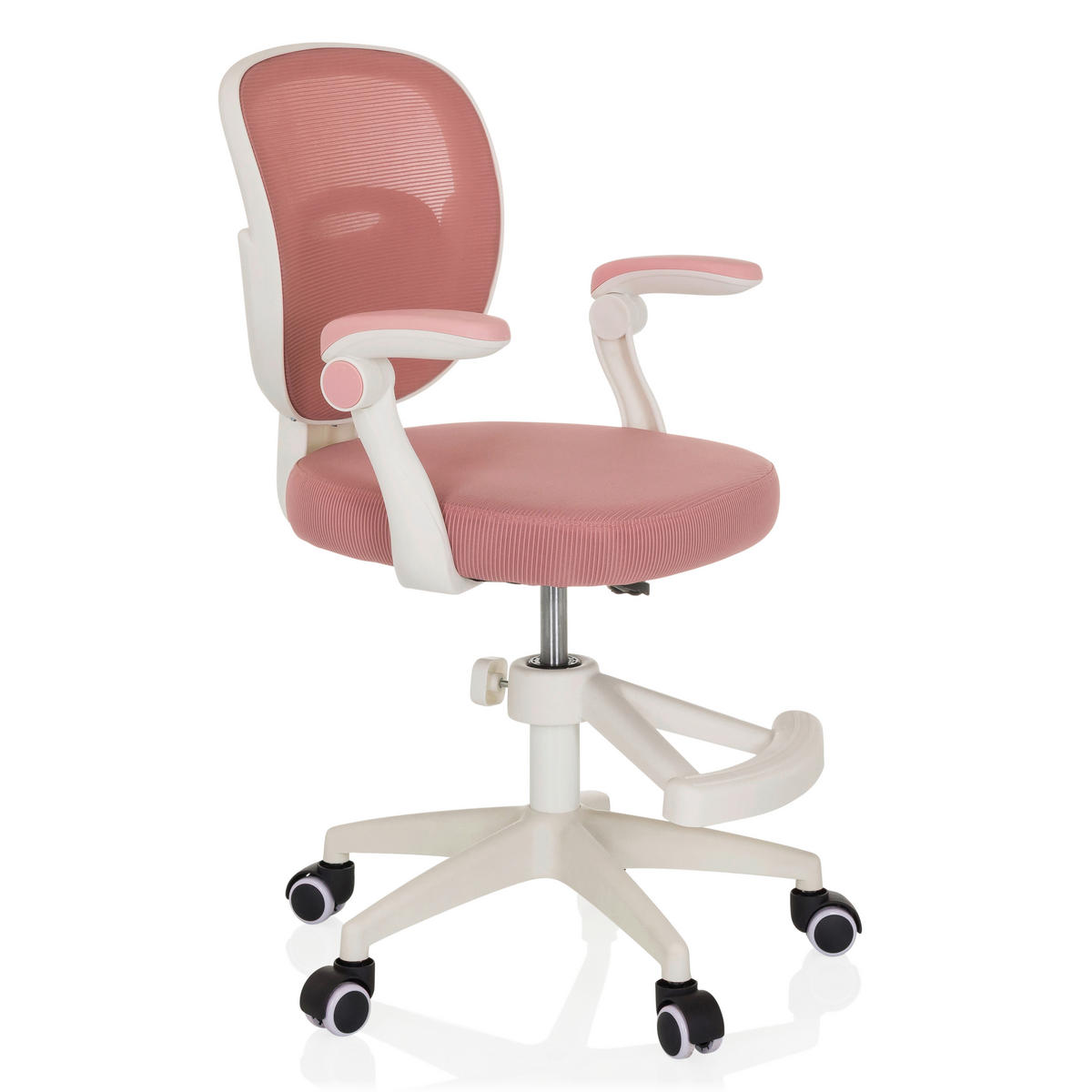 OTOČNÁ ŽIDLE PRO MLÁDEŽ, síťovina, růžová - bílá/růžová, Moderní, textil/plast (61/84-97/55cm) - MID.YOU