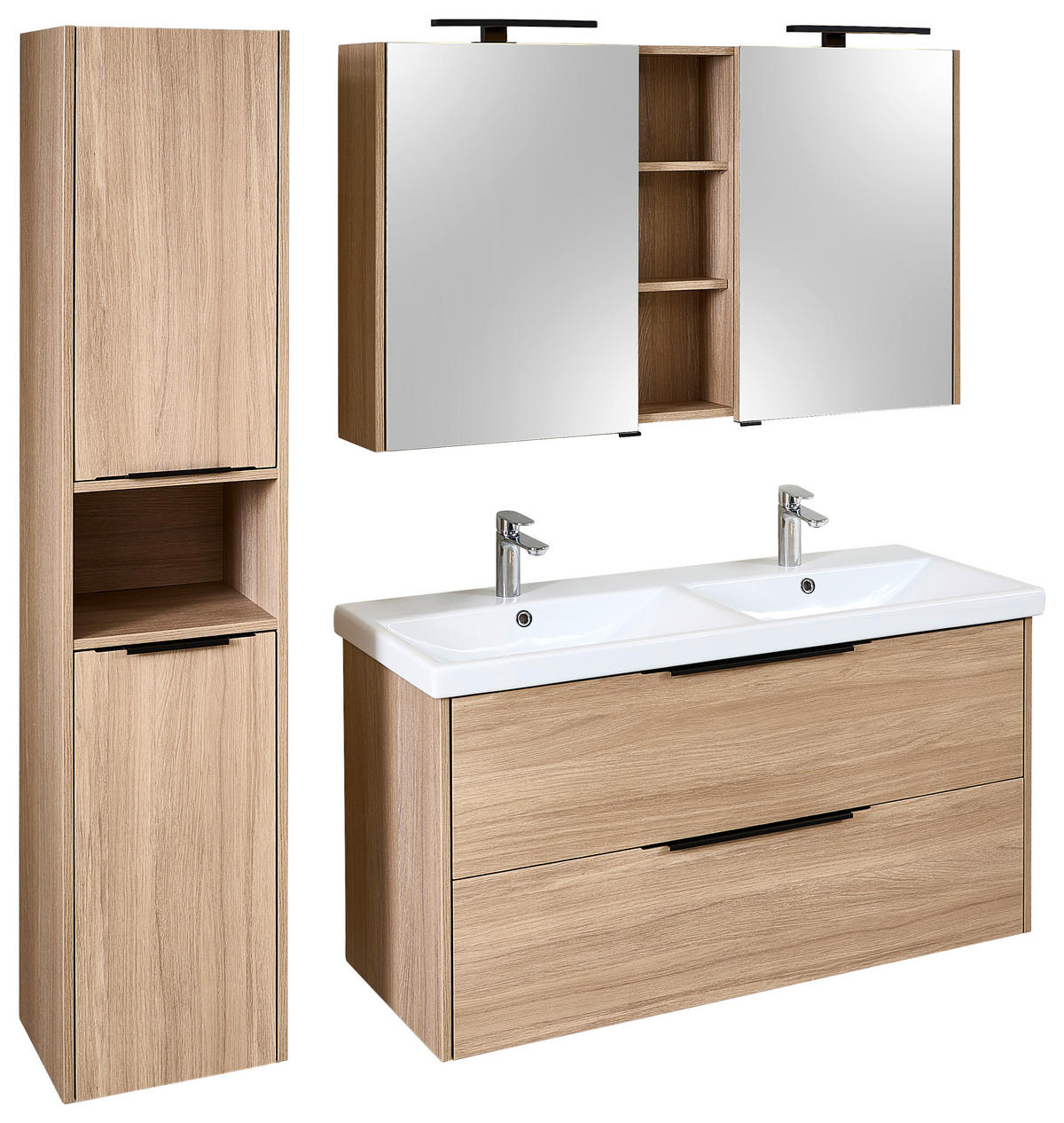 TÜKRÖS SZEKRÉNY 120/74/18 cm  - tölgyfa színű, Modern, faalapú anyag (120/74/18cm) - Welnova