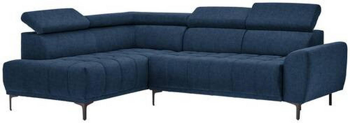 ECKSOFA Dunkelblau Velours  - Schwarz/Dunkelblau, Design, Textil/Metall (191/261cm) - Stylife