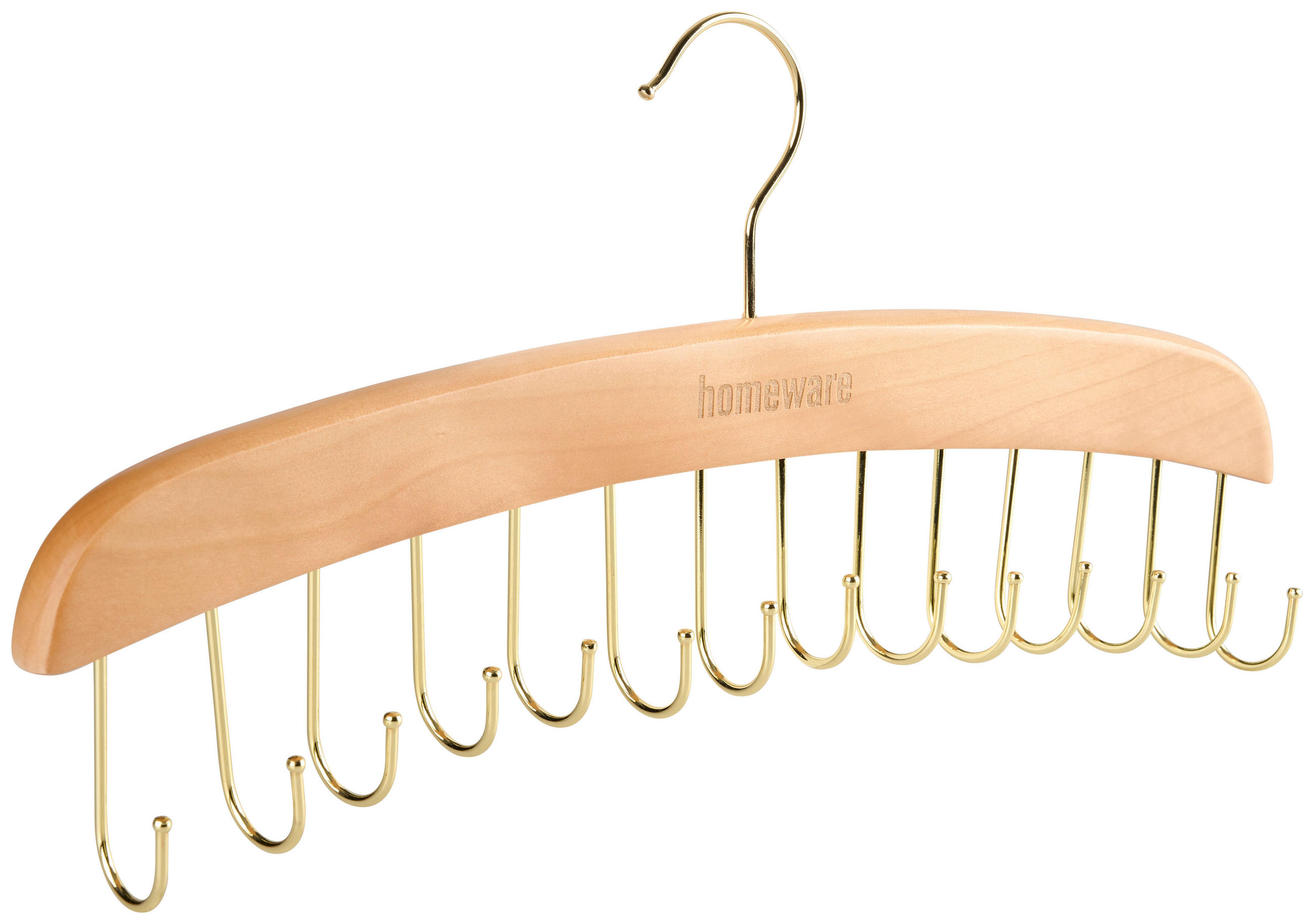 Umeraș Pentru Cravate, lemn, metal  - culoare natur/șampanie, Basics, lemn/metal (40/1,8/17cm) - Homeware