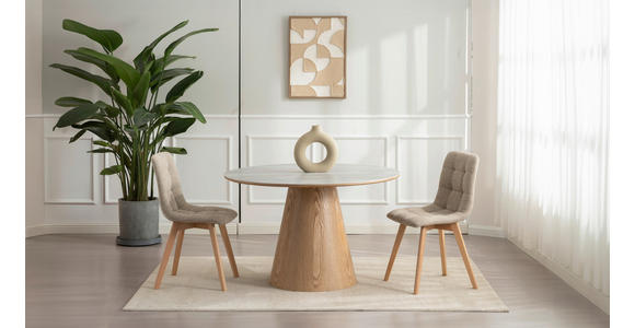 STUHL  Stoffauswahl Leinenoptik  - Taupe/Naturfarben, Design, Holz/Textil (45/89/53cm) - Carryhome