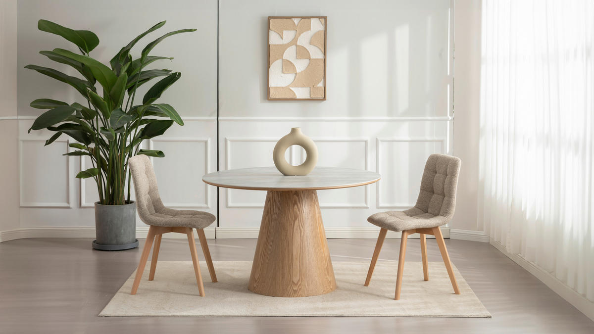 STUHL  Stoffauswahl Leinenoptik  - Taupe/Naturfarben, Design, Holz/Textil (45/89/53cm) - Carryhome