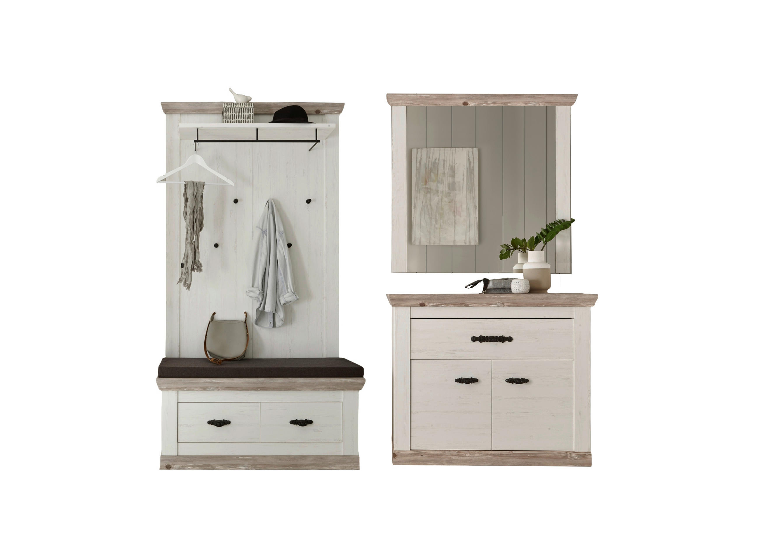GARDEROBE 4-teilig in 224/201/45 cm - Hellbraun/Pinienfarben, Design, Holzwerkstoff (224/201/45cm) - MID.YOU