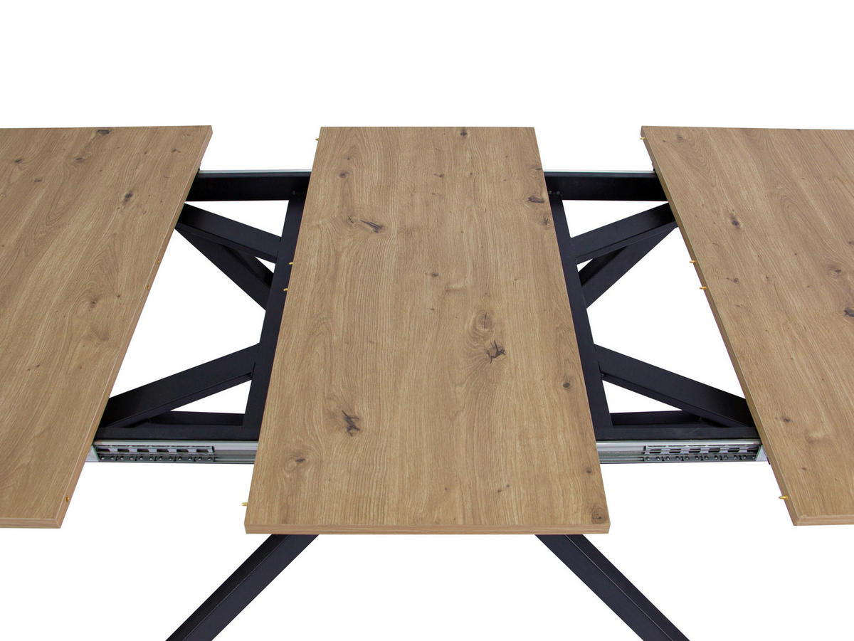 ESSTISCH Eiche Artisan rechteckig  ausziehbar  - Schwarz/Eiche Artisan, KONVENTIONELL, Holzwerkstoff/Metall (160-200/75/90cm) - MID.YOU