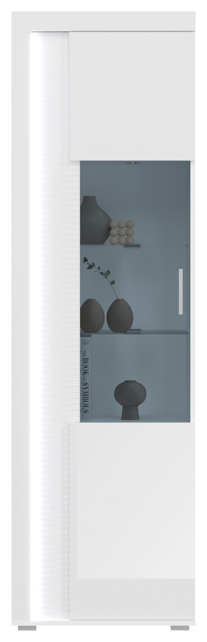 OBÝVACÍ STĚNA, vysoce lesklá bílá - barvy stříbra/vysoce lesklá bílá, Design, kompozitní dřevo/plast (351/202/46cm) - MID.YOU