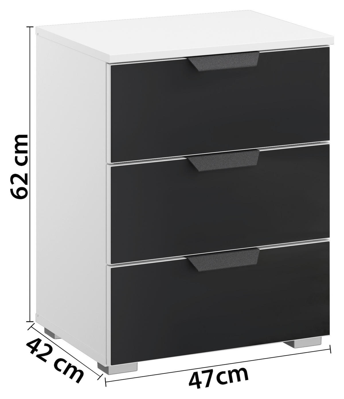 NACHTSCHRANK 47/62/42 cm  - Anthrazit/Alufarben, MODERN, Glas/Holzwerkstoff (47/62/42cm) - Rauch Möbel