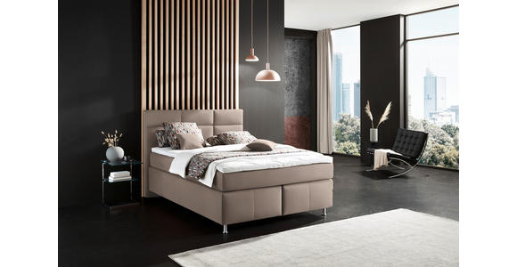 BOXSPRINGBETT 140/200 cm in Hellbraun - Hellbraun/Alufarben, KONVENTIONELL, Textil/Metall (140/200cm) - Dieter Knoll
