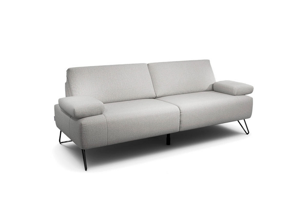 2,5-SITZER in Chenille Hellgrau  - Hellgrau/Schwarz, Design, Textil/Metall (204-234/85/86-94cm) - SENSOO