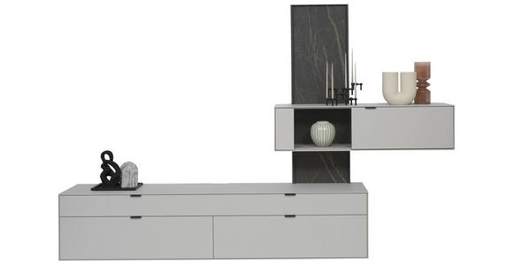 WOHNWAND  in Hellgrau  306/204,9/45,2 cm  - Hellgrau, Design, Glas/Keramik (306/204,9/45,2cm) - Dieter Knoll