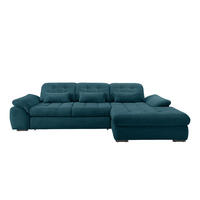 ECKSOFA in Cord Petrol  - Petrol/Schwarz, Modern, Textil/Metall (314/184cm) - Livetastic