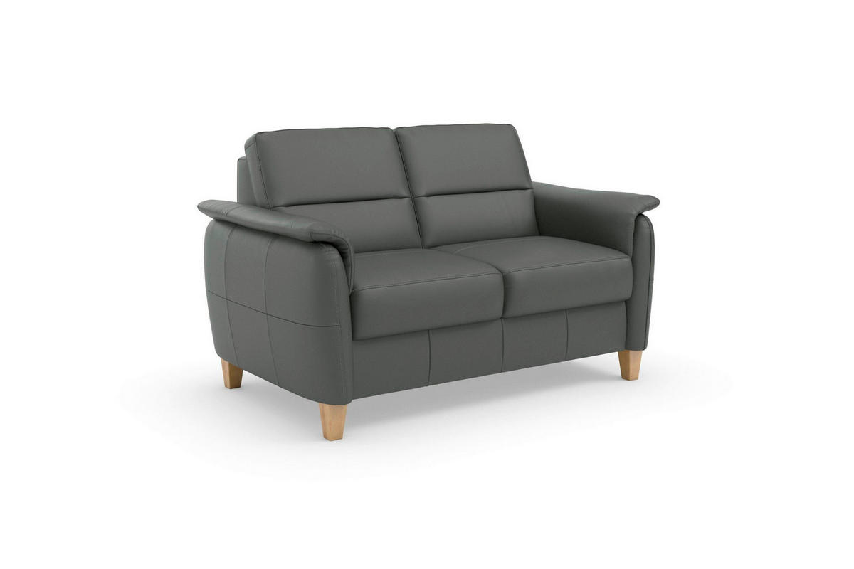 2-SITZER-SOFA Echtleder Anthrazit  - Eichefarben/Anthrazit, Basics, Leder/Holz (149/89/89cm) - Sit & More