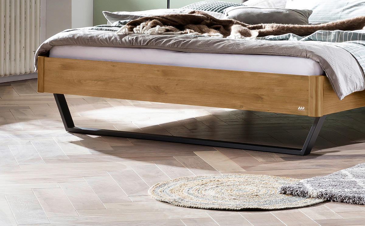 BETT 180/200 cm  in Anthrazit, Dunkelgrau, Wildeiche  - Wildeiche/Dunkelgrau, Design, Holz/Metall (180/200cm) - Hasena
