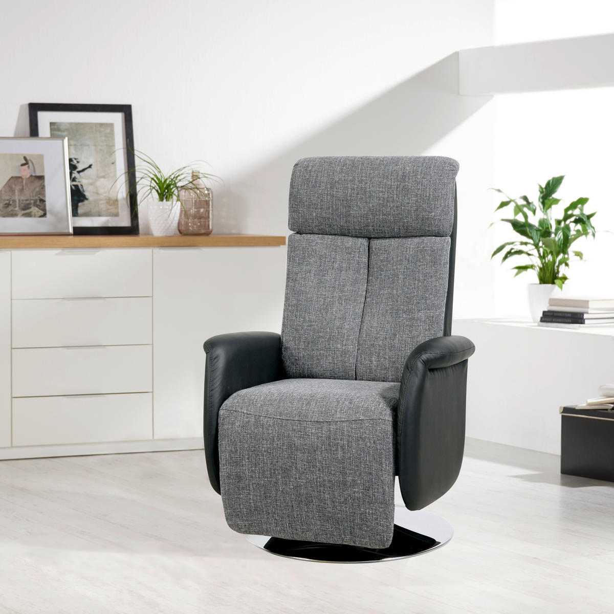 TV-FOTELJ,  siva, črna umetna masa, tekstil - siva/črna, Design, kovina/umetna masa (71/111-86/81-156cm) - Xora