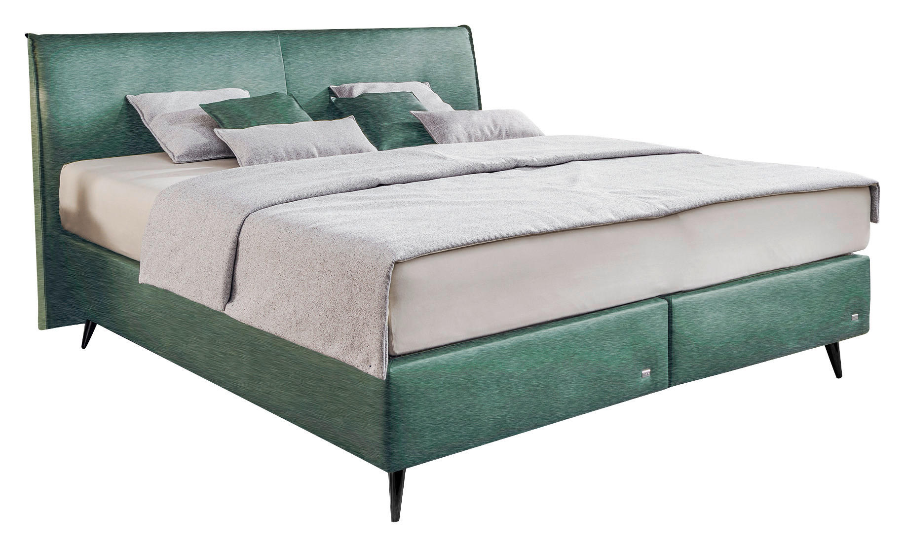 BOXSPRINGBETT 180/200 cm in Petrol - Petrol/Schwarz, Design, Kunststoff/Textil (180/200cm) - RUF Betten