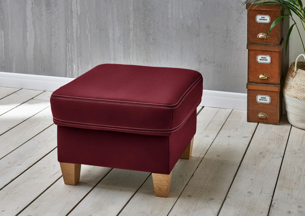 ECKSOFA  in Echtleder Bordeaux  235/274 cm  - Eichefarben/Bordeaux, KONVENTIONELL, Leder/Holzwerkstoff (235/274cm) - Beldomo Premium