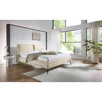 POLSTERBETT 180/200 cm  in Beige  - Beige/Schwarz, Modern, Textil/Metall (180/200cm) - Livetastic