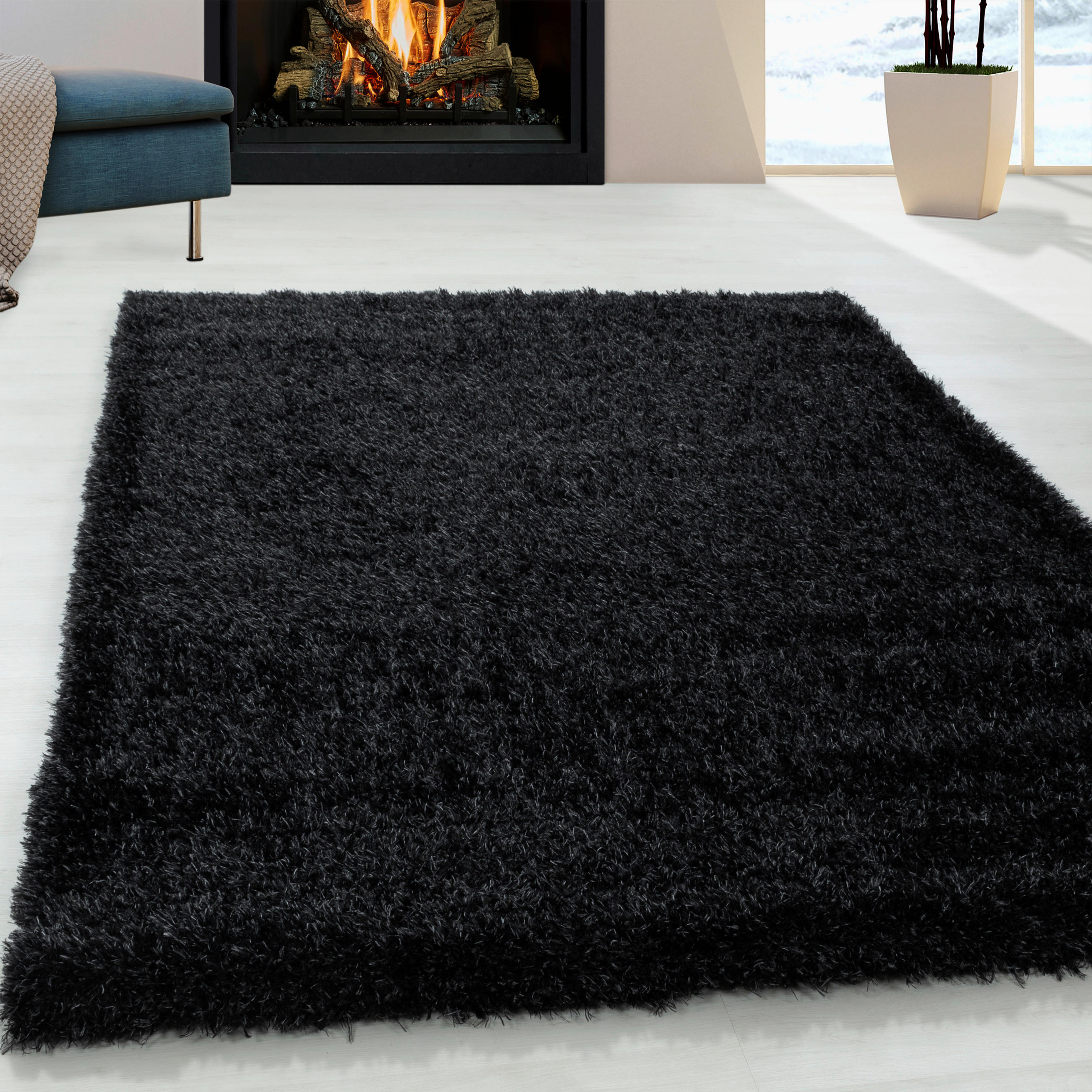 HOCHFLORTEPPICH 80/150 cm gewebt Schwarz - Schwarz, Basics, Textil (80/150cm) - Novel