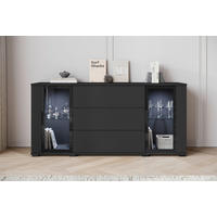 SIDEBOARD Caro  in 150/69,7/39,5 cm  - Schwarz, Design, Glas/Holzwerkstoff (150/69,7/39,5cm) - Livetastic