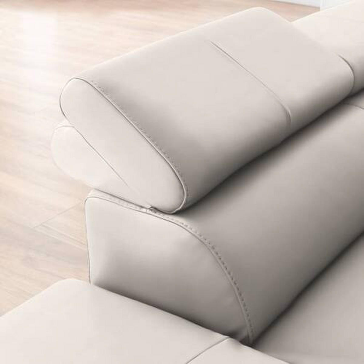 ECKSOFA Ecru Kombination Echtleder/Lederlook Lederlook  - Ecru/Schwarz, Design, Leder/Textil (220/256cm) - Celina Home