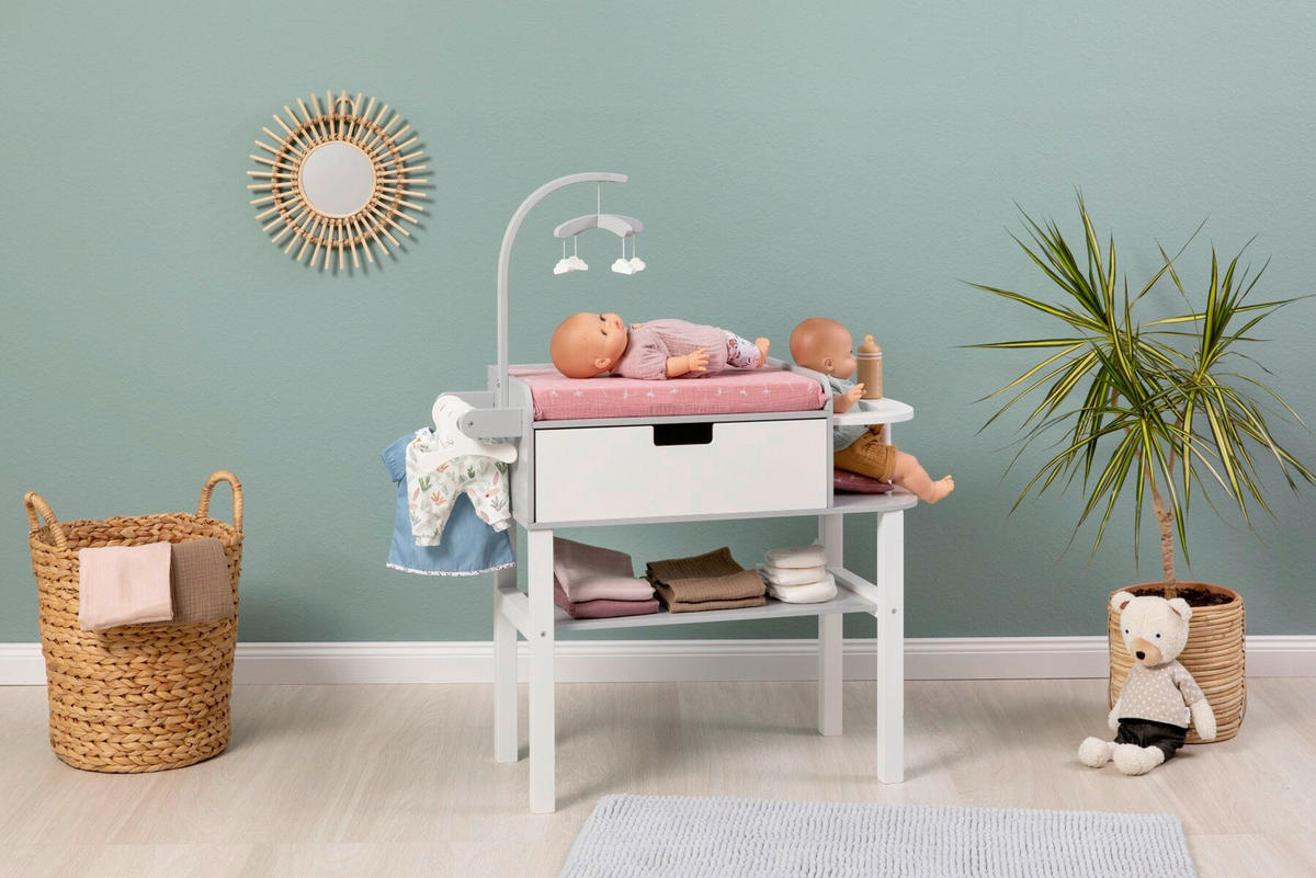 PUPPENWICKELKOMMODE VIOLA  - Weiß/Grau, Basics, Holz/Holzwerkstoff (71/30/90cm) - MUSTERKIND