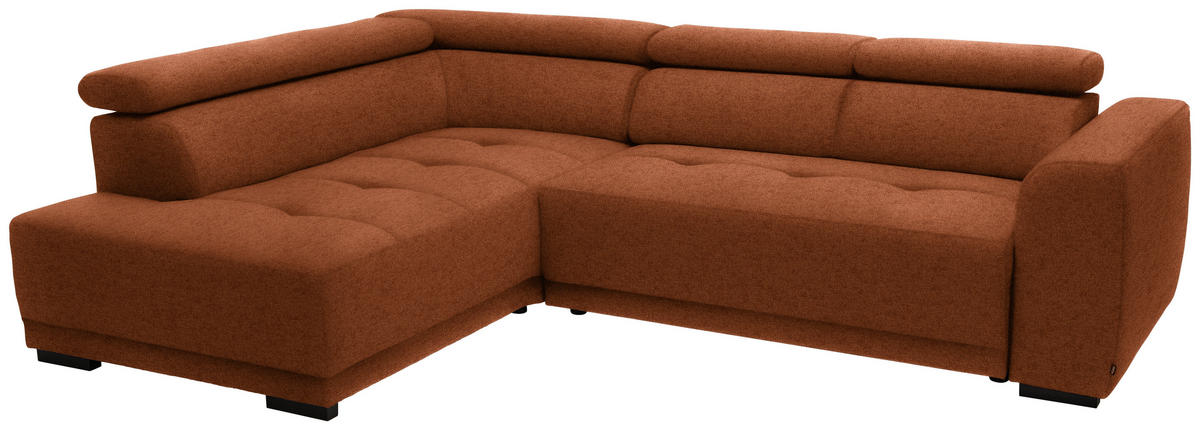 ECKSOFA in Struktur Rostfarben  - Rostfarben/Schwarz, Design, Kunststoff/Textil (205/284cm) - MID.YOU