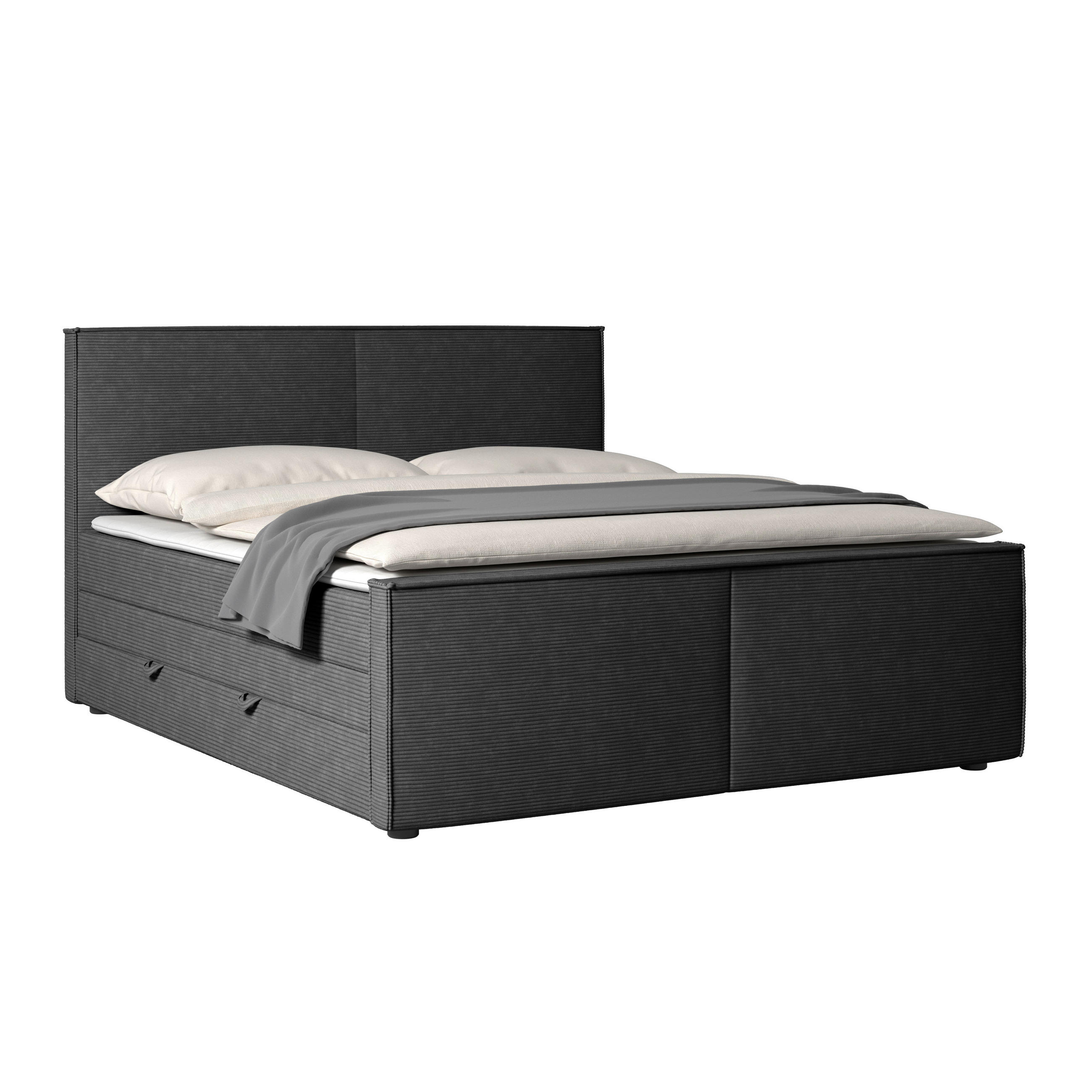 POSTELJA BOXSPRING 180 cm   x 200 cm  , les, kovina, umetna masa, tekstil, karton, leseni material črna  - črna, Moderno, kovina/umetna masa (180/200cm) - MID.YOU