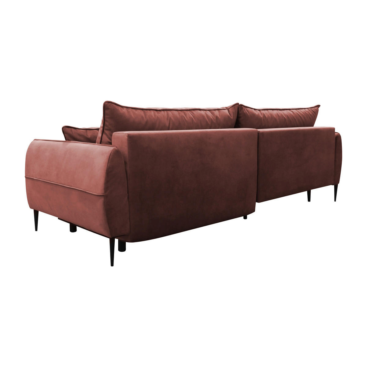 ECKSOFA in Velours Koralle  189/260 cm  - Koralle/Schwarz, Design, Textil/Metall (189/260cm) - MID.YOU