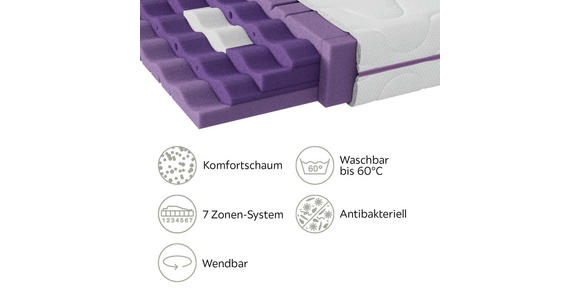 KOMFORTSCHAUMMATRATZE 140/220 cm Höhe ca. 21 cm  - Weiß, Basics, Textil (140/220cm) - Sleeptex