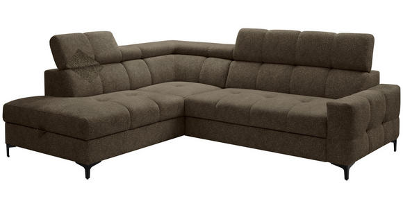 ECKSOFA in Struktur Dunkelgrün  - Dunkelgrün/Schwarz, MODERN, Textil/Metall (212/254cm) - Carryhome