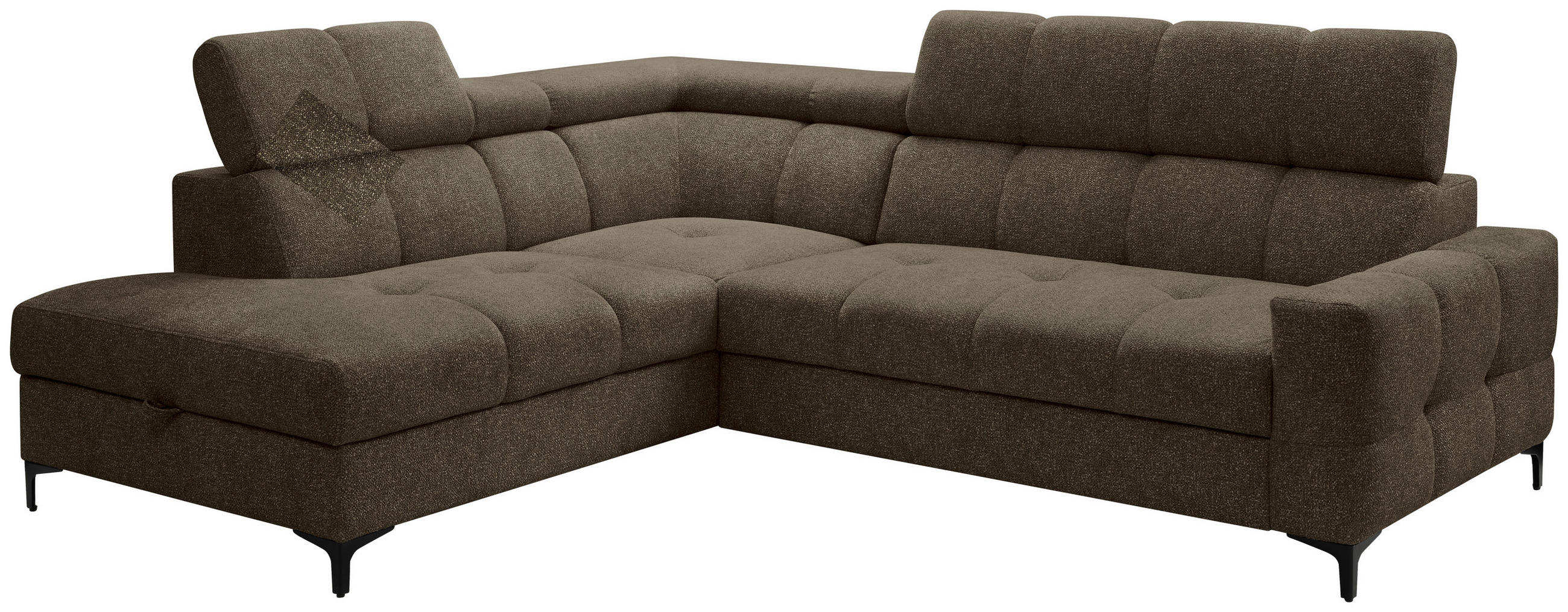 ECKSOFA in Struktur Dunkelgrün  - Dunkelgrün/Schwarz, Modern, Textil/Metall (212/254cm) - Carryhome