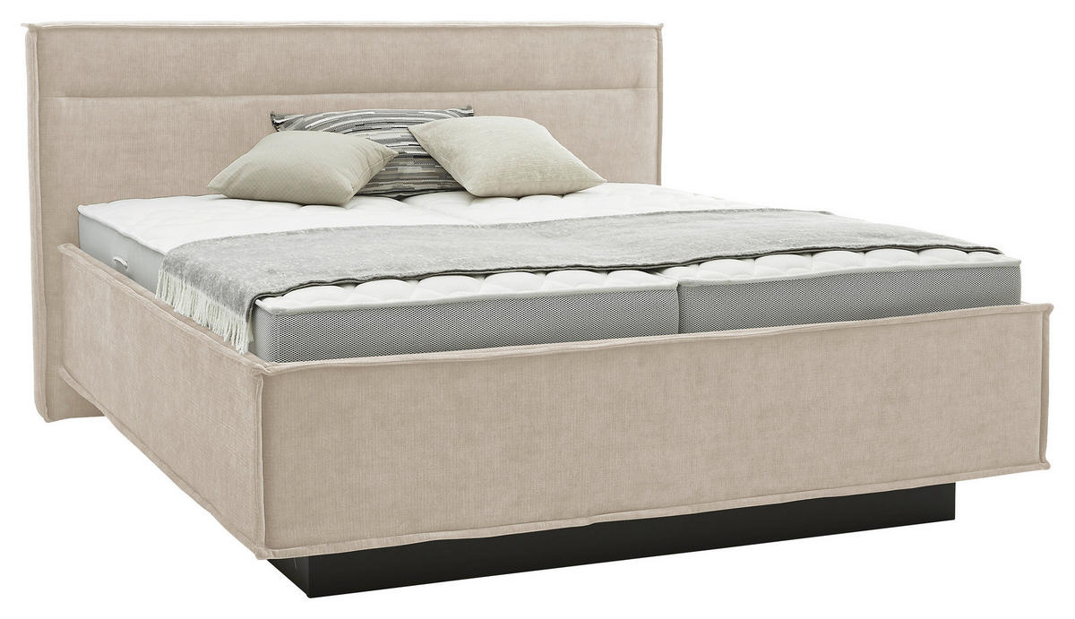 POLSTERBETT gepolstertes Kopfteil, Bettkasten, Lattenroste, Matratzen 180/200 cm  in Creme  - Schieferfarben/Creme, Design, Textil (180/200cm) - Musterring