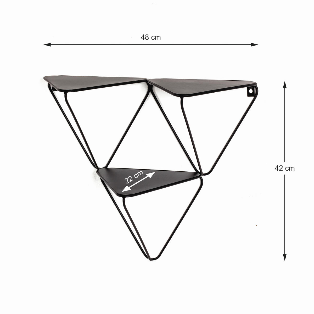 WANDREGAL 48/42/22 cm  - Schwarz, Design, Metall (48/42/22cm)