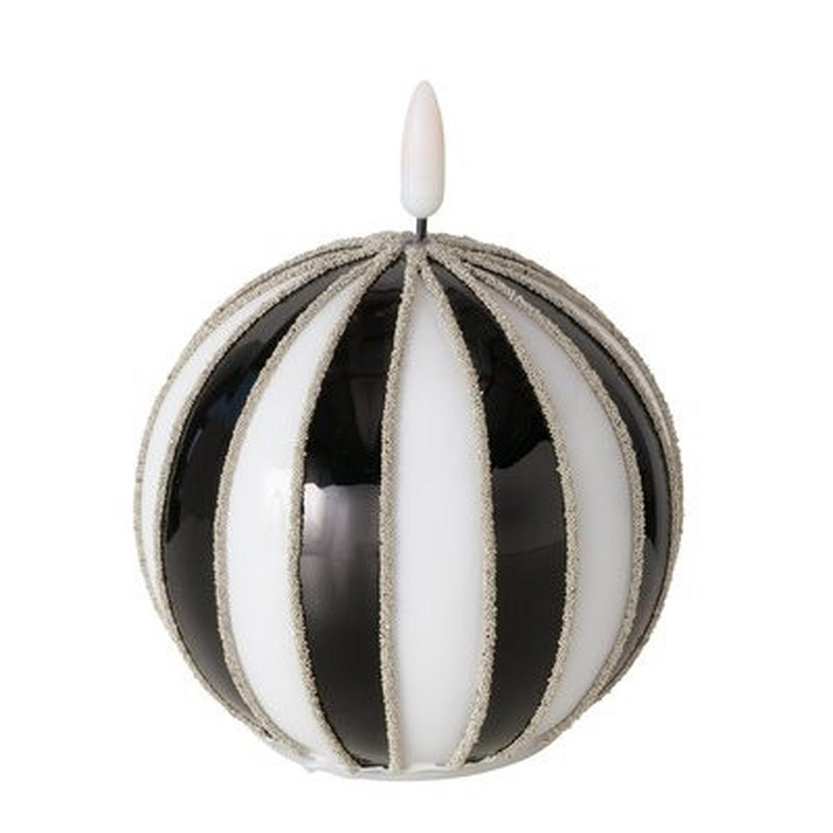 KERZE MIT LED 11/13 cm  - Schwarz/Weiß, Basics, Glas/Kunststoff (11/13cm)